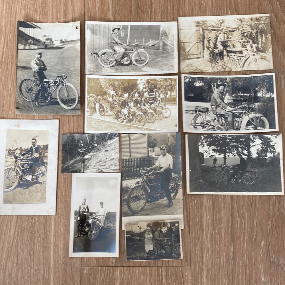 VTG motorcycle photos and postcards - lot of 11